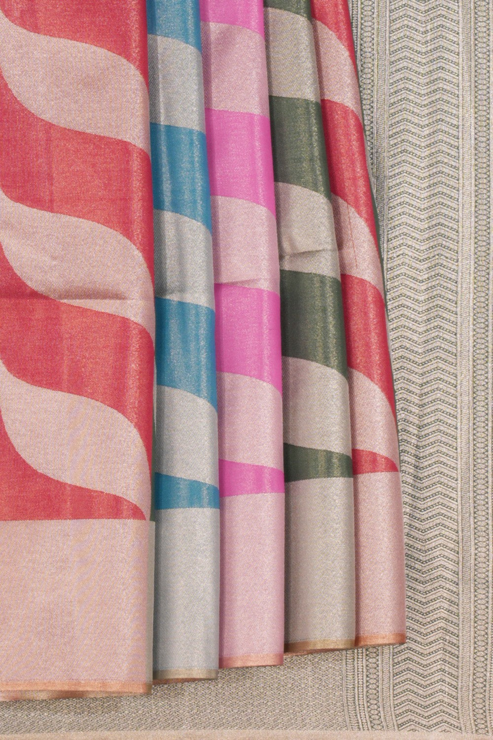 Image of South Silk Geometric Pattern Saree